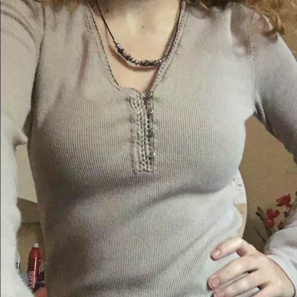 Eddie Bauer cream long sleeve.